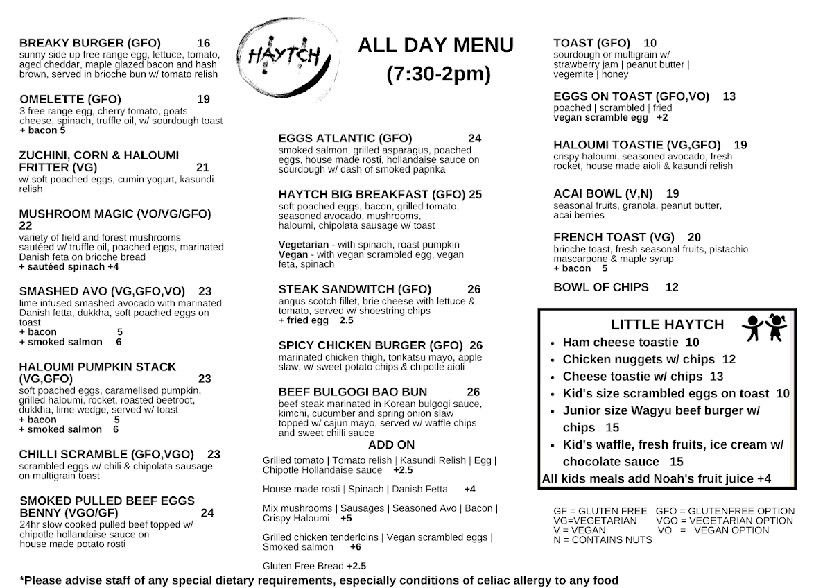 Menu - Haytch photo 1